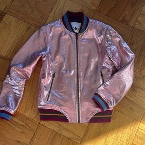 MOLO Pink Metallic Lamb Leather Bomber Jacket Girls US/XL EU/152